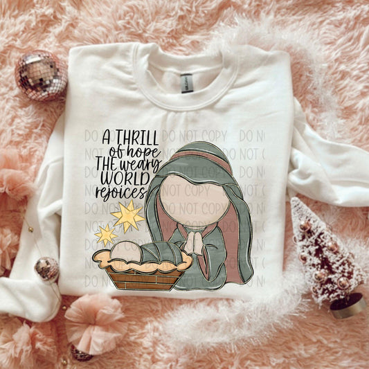 A thrill of hope the weary world rejoices-completed sweatshirt