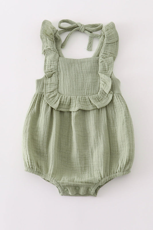 Premium Sage muslin ruffle bubble