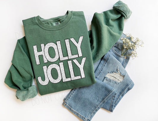 Holly Jolly Preppy- Comfort Color Sweatshirt