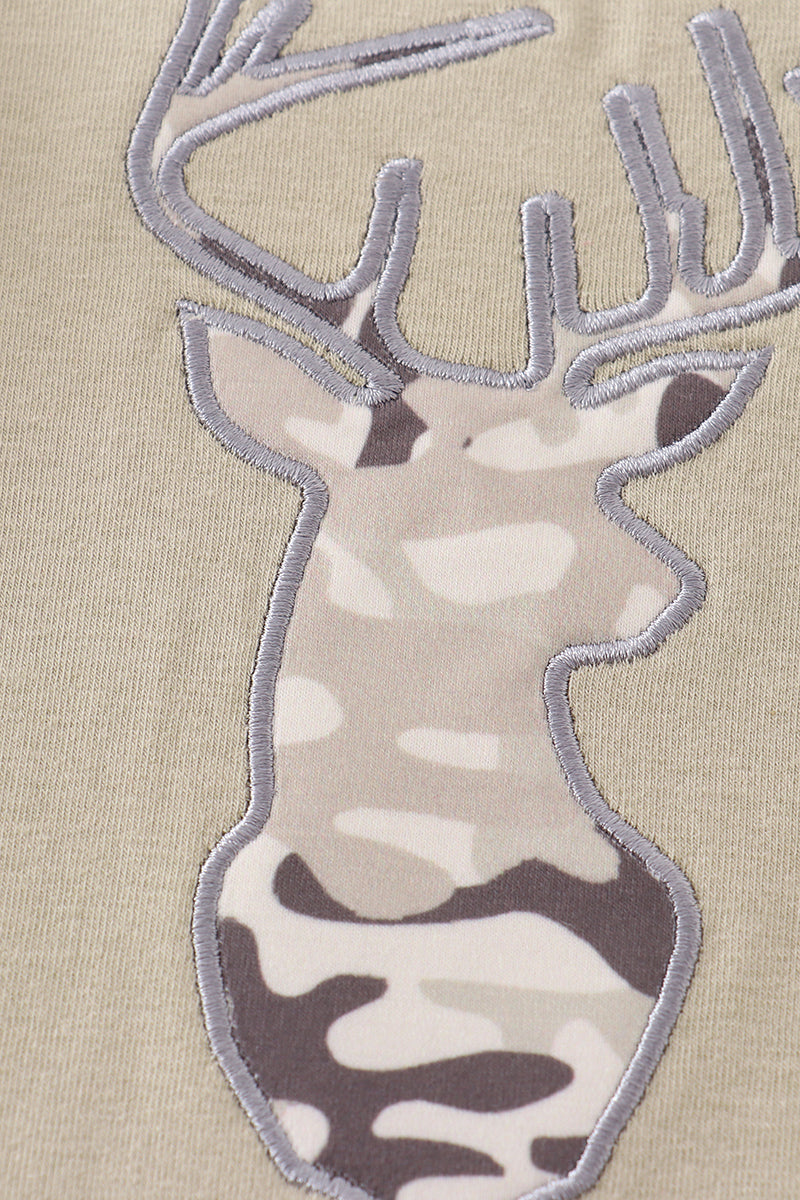 Camouflage deer applique boy romper