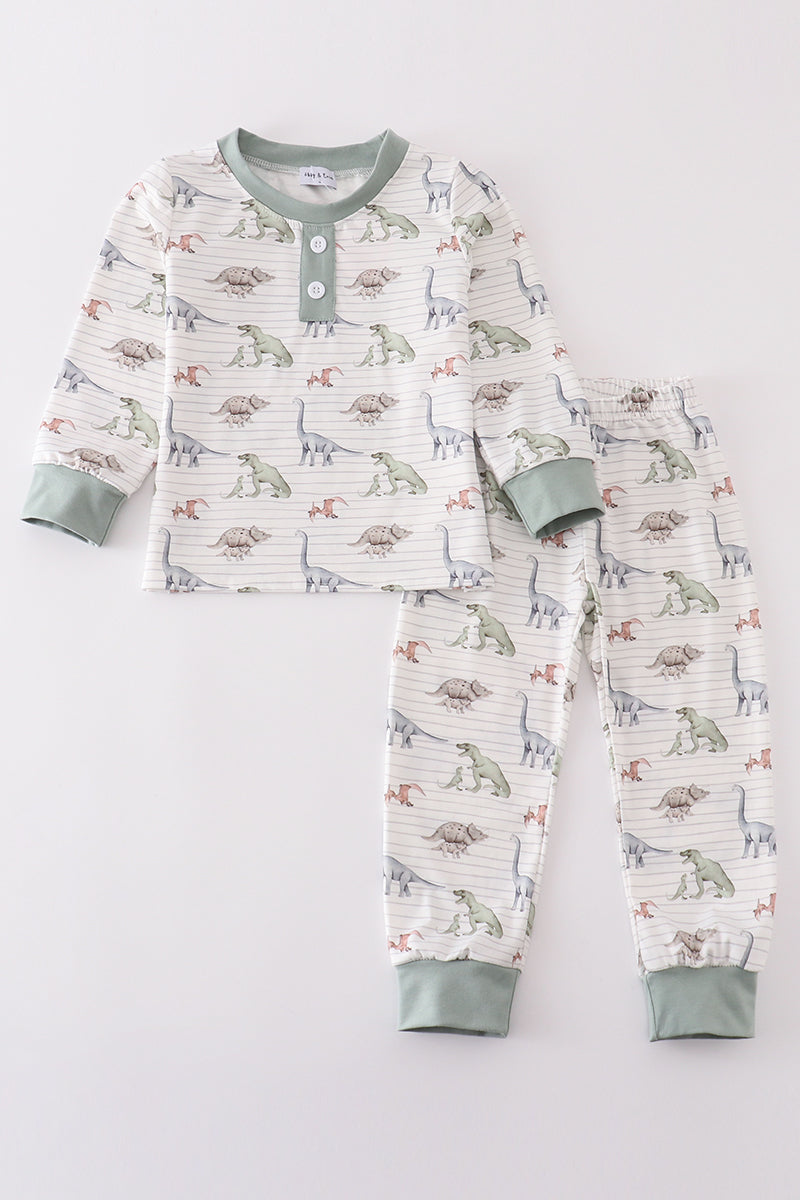 Dinosaur print boy pajamas set