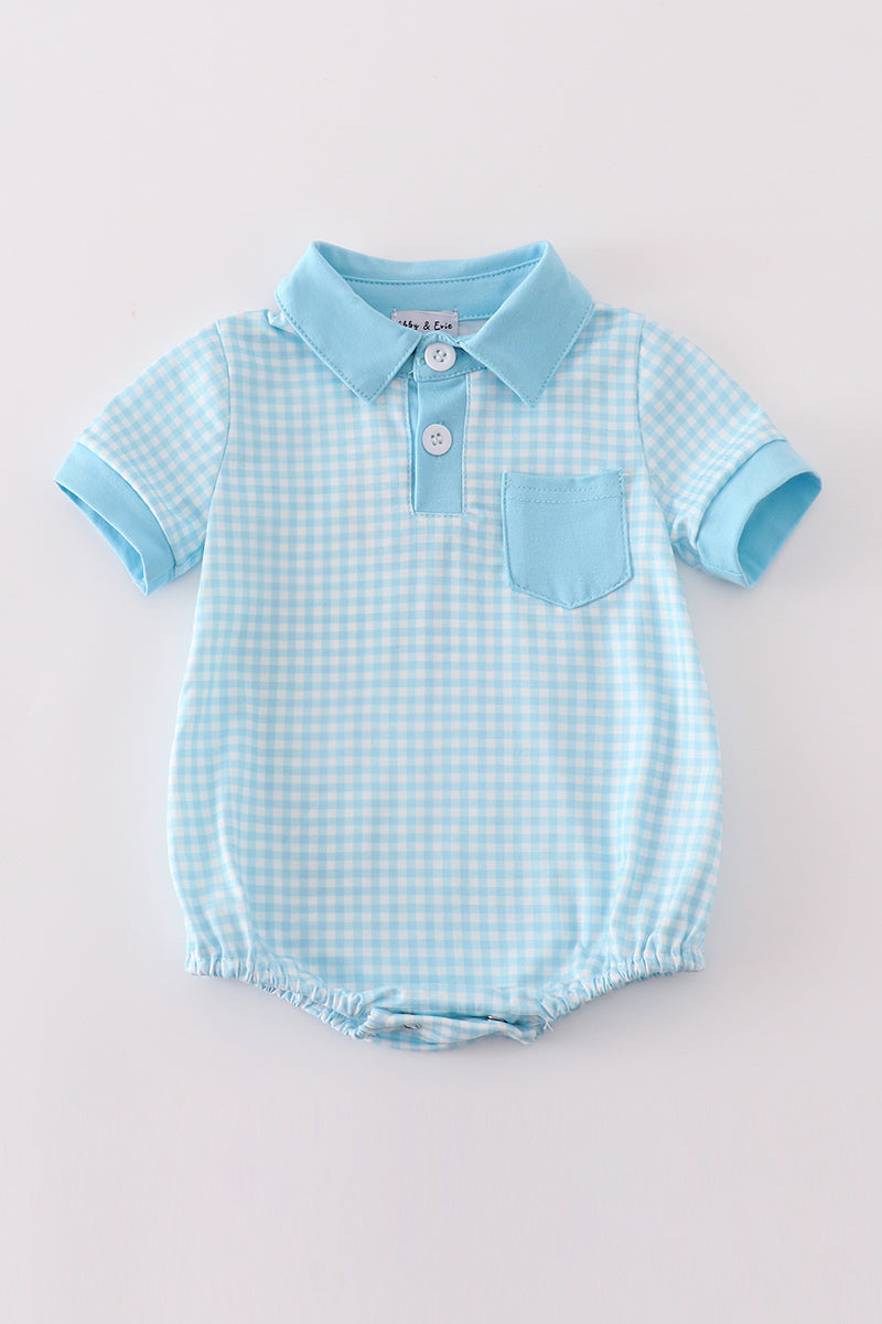 Blue gingham boy bubble