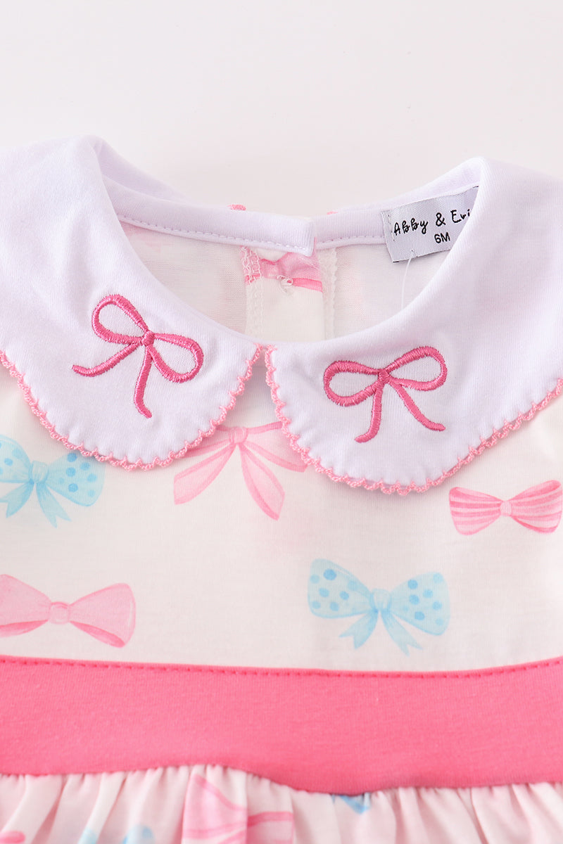 Pink bow embroidery girl bubble