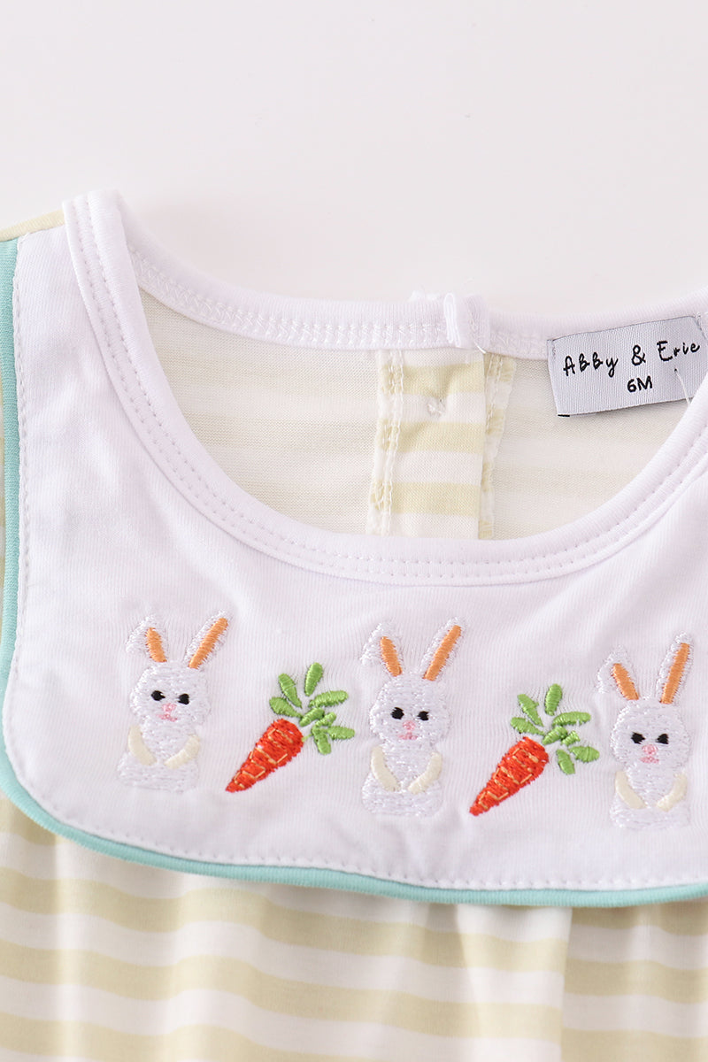 Easter stripe bunny embroidery girl bubble