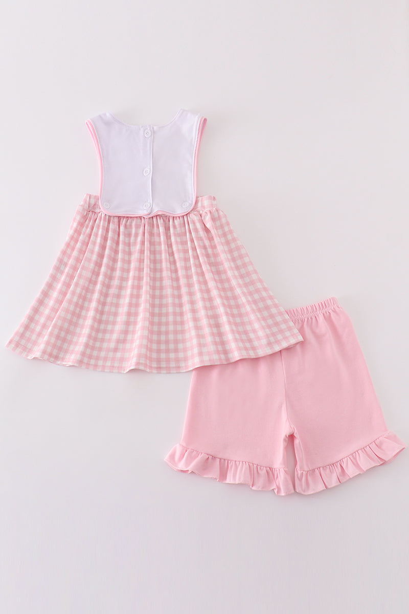 Pink farm embroidery girl set