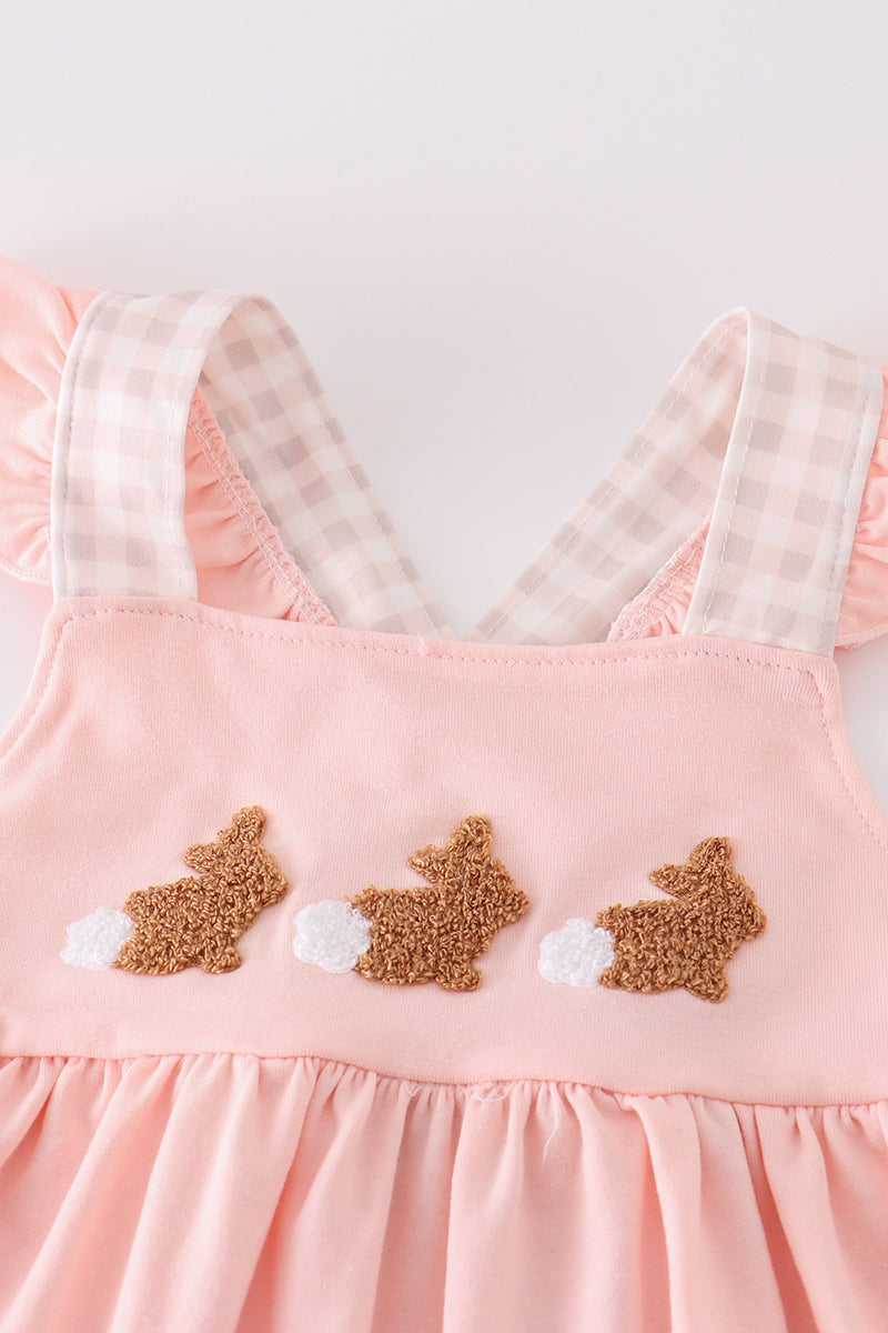 Pink easter bunny french knot girl set