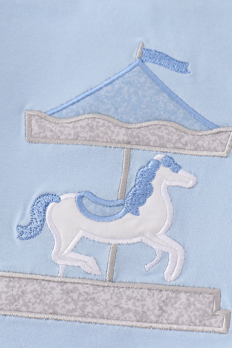 Blue carousel applique boy set